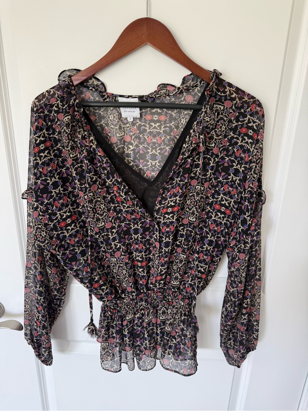 Misa Vera Sheer Floral Blouse Size Small